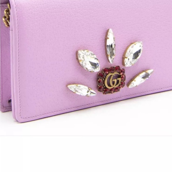 GG Marmont Jewel Bag in Pink Leather With Brushed Gold Chain NIB - Picture 3 of 9